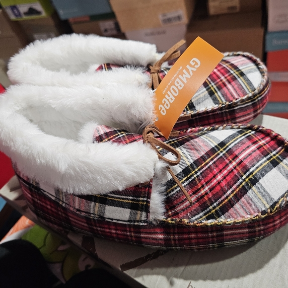 GYMBOREE Unisex Plaid Slippers shoes - Gymmies - Multi Clr SIZE 2 - 3 - Picture 3 of 8